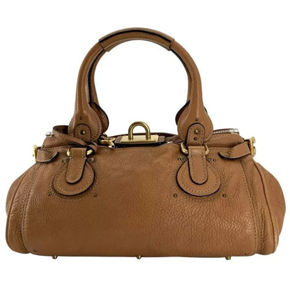 Chloe Brown Paddington One shoulder Hand Bag Leather Lock Key padlock