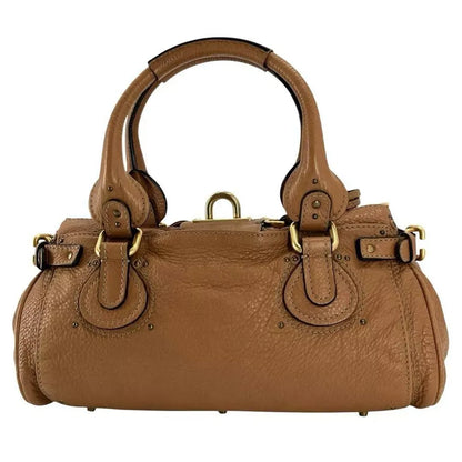 Chloe Brown Paddington One shoulder Hand Bag Leather Lock Key padlock