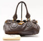 Chloe Paddington Hand Bag Purse Shoulder Dark Brown Leather Gold Auth