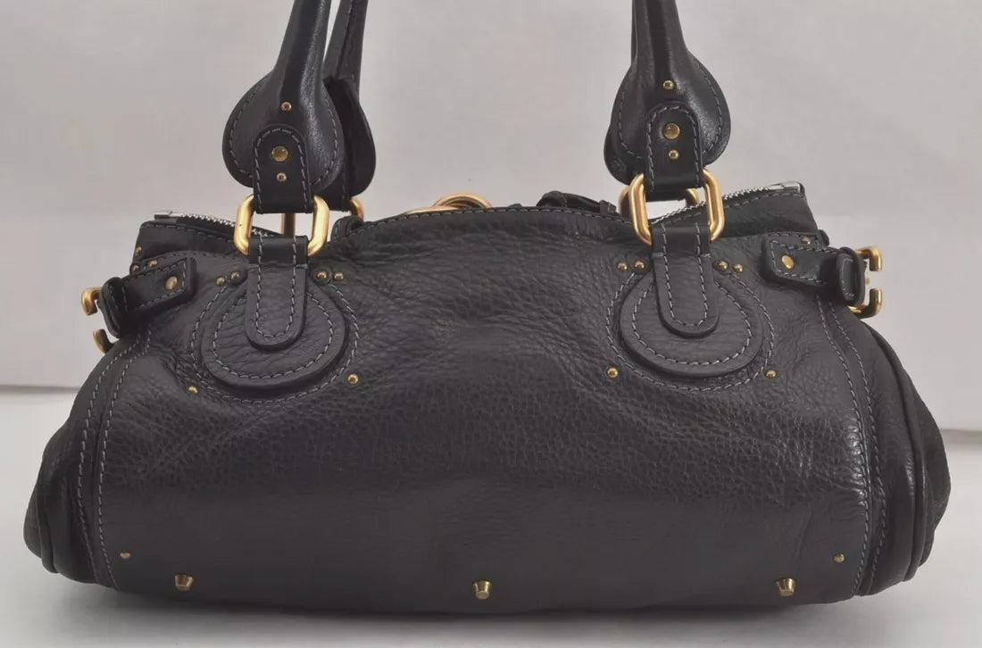 Authentic Chloe Vintage Paddington Leather Shoulder Hand Bag Black