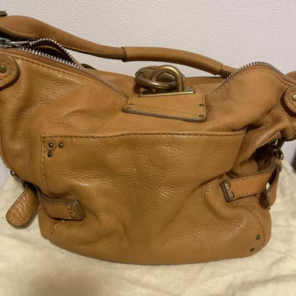 Chloe 2000s Paddington Leather Hand Bag Camel Beige Vintage