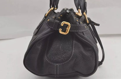 Authentic Chloe Vintage Paddington Leather Shoulder Hand Bag Black