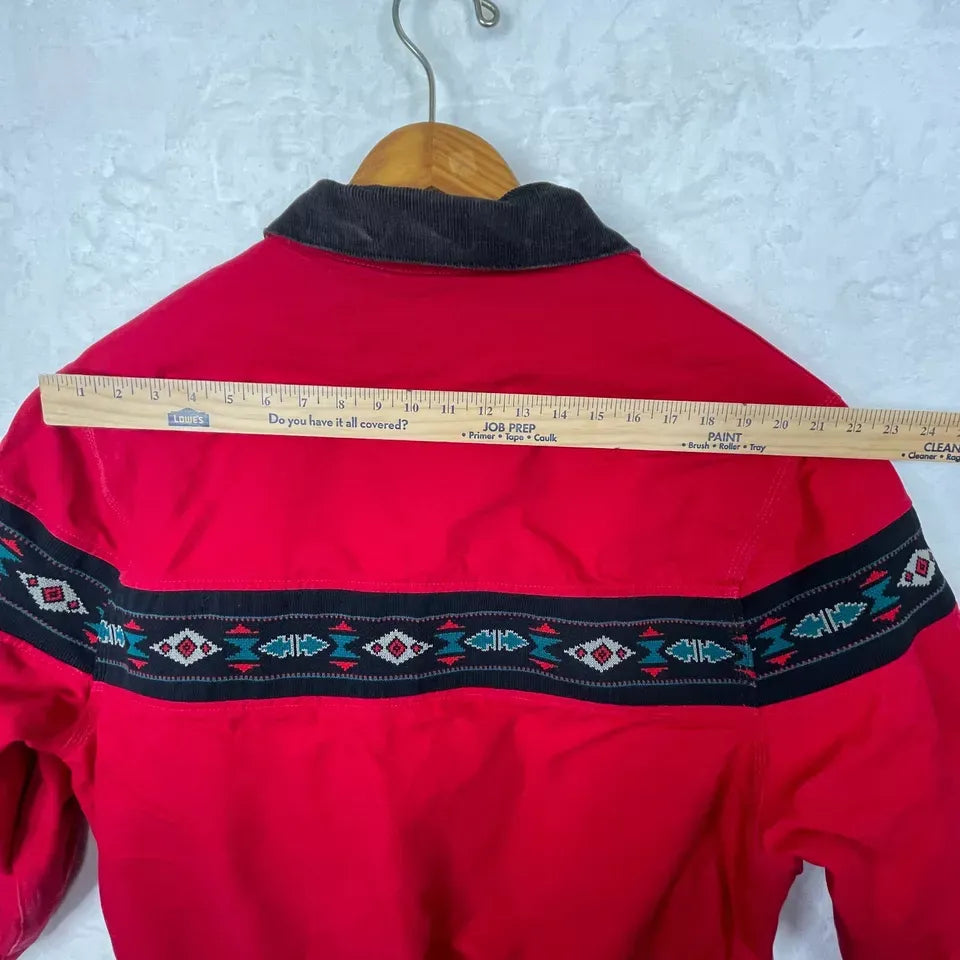 Vintage 1999 Red Carhartt Jacket Mens 2X Large Southwestern Aztec Santa Fe Lined