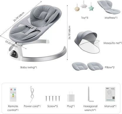 Bebecar electric baby bouncer chair, bluetooth enabled baby swing chair with remote control