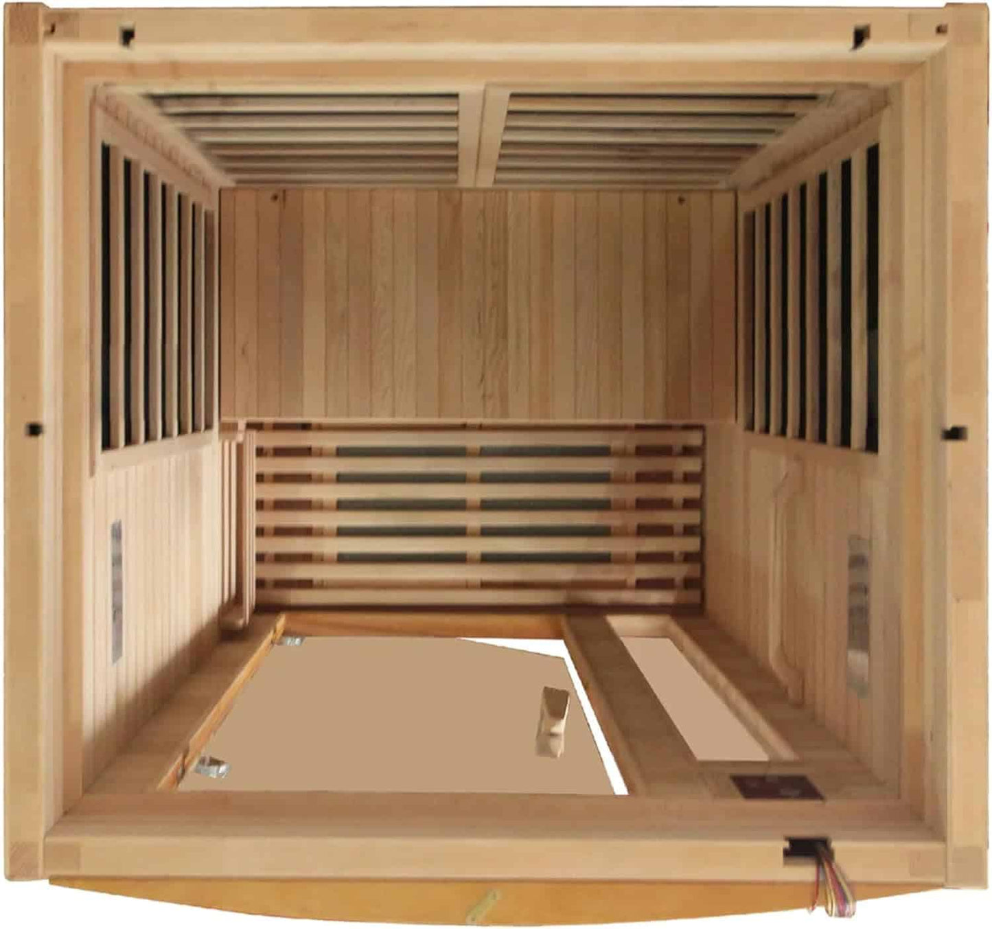 Dynamic 1 to 2 Person Hemlock Wood Low EMF FAR Infrared Sauna For Home with LED Control Panel and Tempered Glass Door - Curbside Delivery