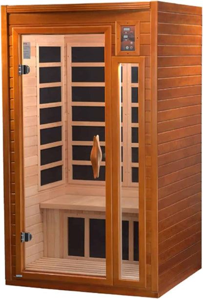 Dynamic 1 to 2 Person Hemlock Wood Low EMF FAR Infrared Sauna For Home with LED Control Panel and Tempered Glass Door - Curbside Delivery