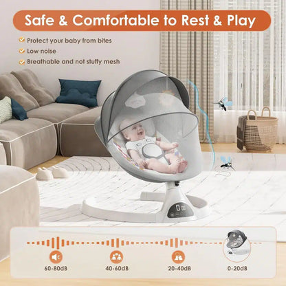 Bebecar electric baby bouncer chair, bluetooth enabled baby swing chair with remote control