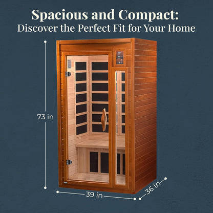 Dynamic 1 to 2 Person Hemlock Wood Low EMF FAR Infrared Sauna For Home with LED Control Panel and Tempered Glass Door - Curbside Delivery