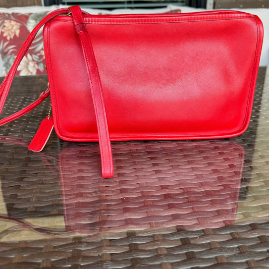 Vintage Coach Red Zippered Clutch 9455