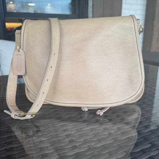 Vintage Coach 4050 Shoulder Bag In Taupe Lightweight Leather