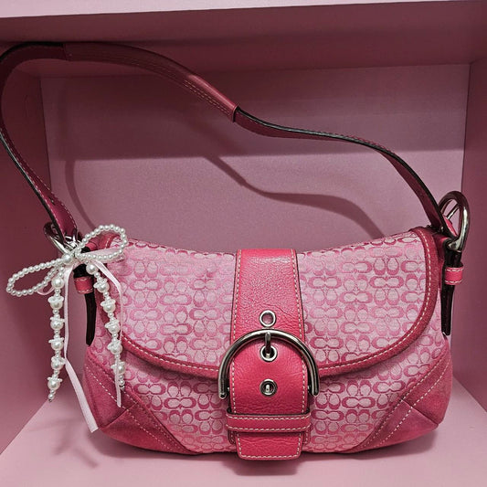 Vintage Coach Mini Soho Buckle Flap Pink Shoulder Purse