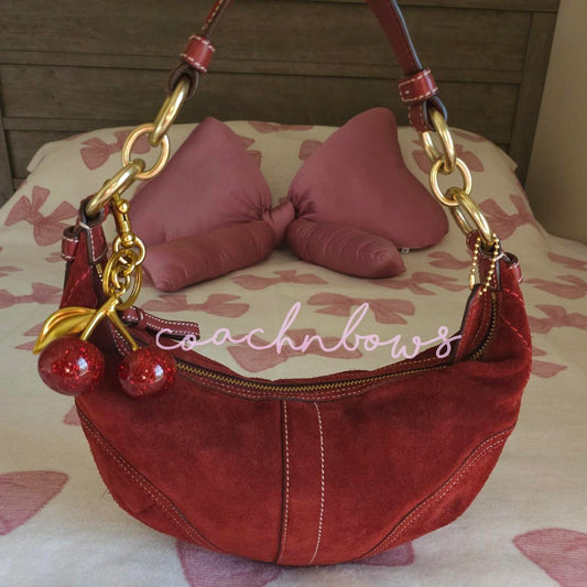 ❤️ Y2K Vintage Coach Small Suede Burgundy Hobo Shoulder Bag ❤️