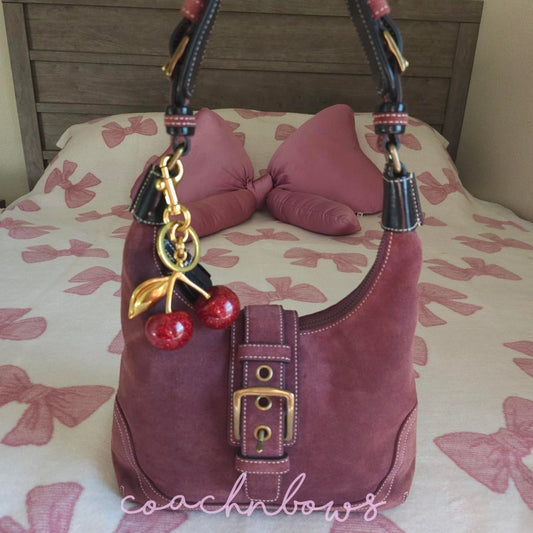 Y2K Vintage Coach Maroon Suede Small Shoulder Bag