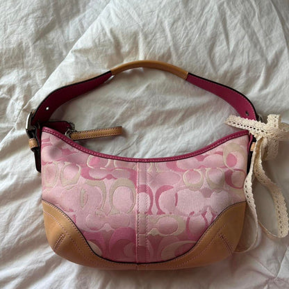 Mini Vintage Coach Hobo In Optic Pink