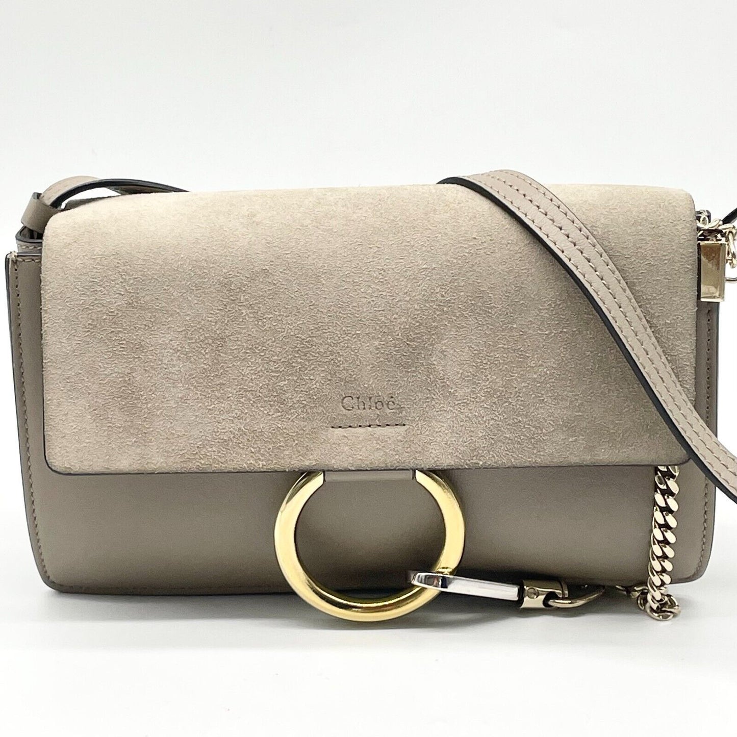 Chloe Faye Shoulder bag Suede Leather Y2K Beige Gold Hardware Crossbody