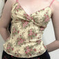 Cream and pink floral lace cami top