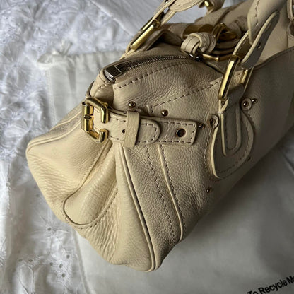 Authentic Cream Chloe Paddington Bag With Gold Hardware