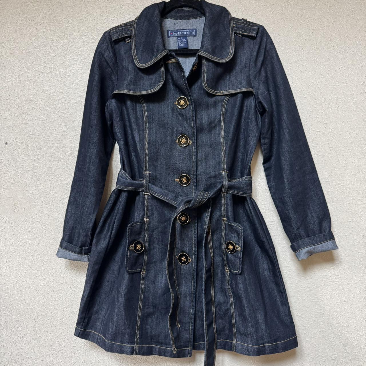 Y2K dark wash denim trench coat - insanely iconic...