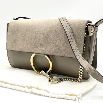 Chloe Faye Shoulder bag Suede Leather Y2K Beige Gold Hardware Crossbody