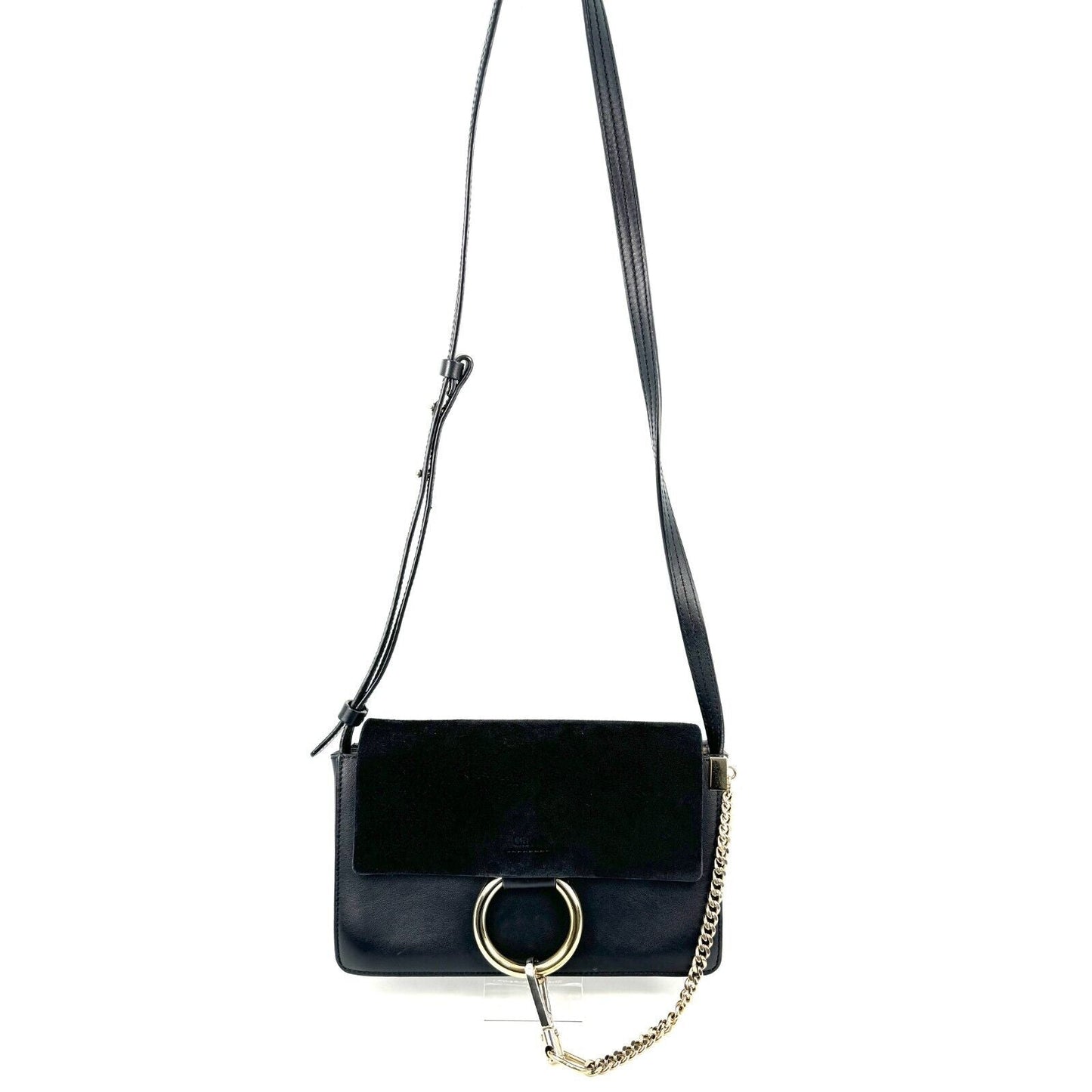 Chloe Faye  Shoulder Bag Black Small Leather Authentic