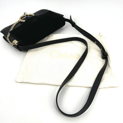 Chloe Faye  Shoulder Bag Black Small Leather Authentic