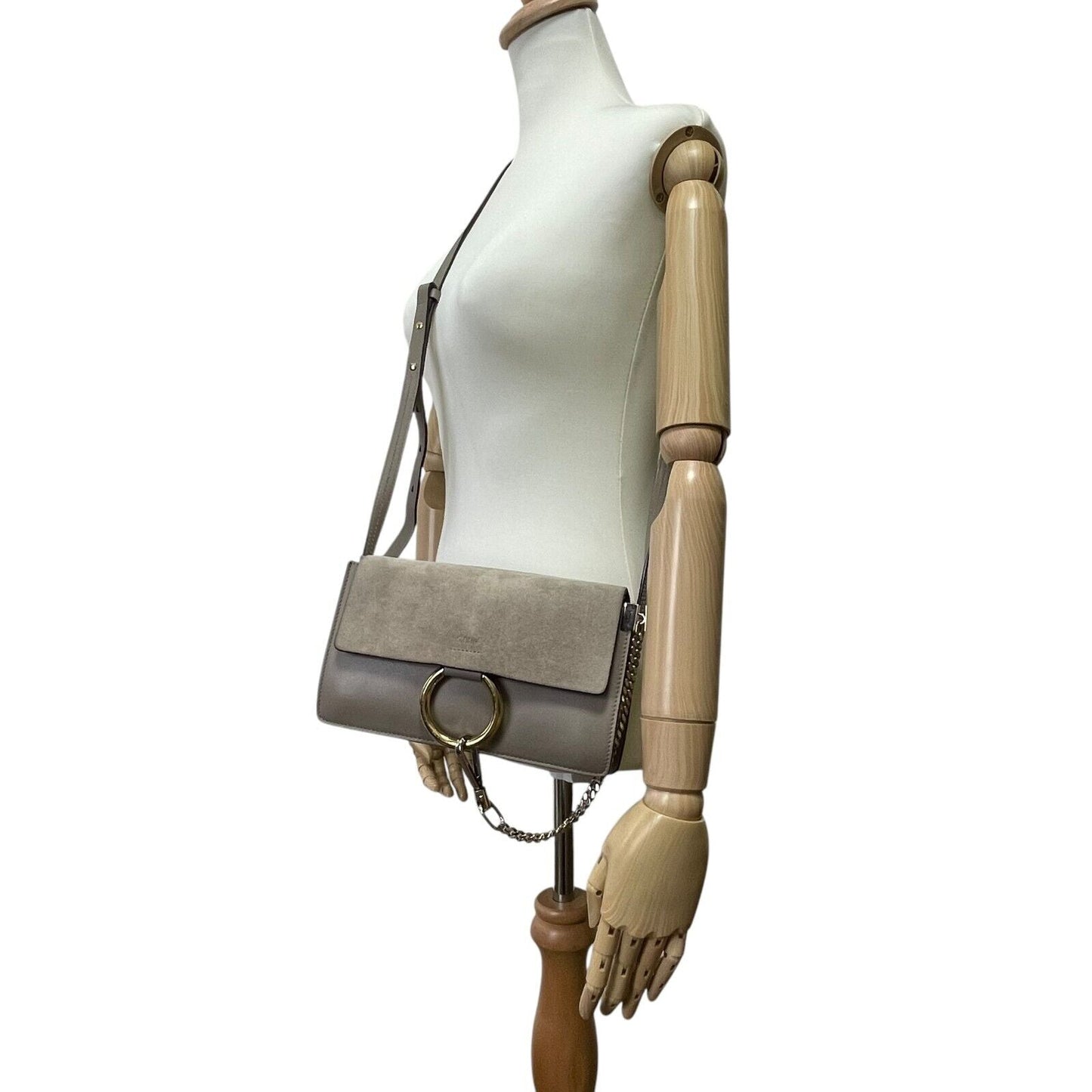 Chloe Faye Shoulder bag Suede Leather Y2K Beige Gold Hardware Crossbody