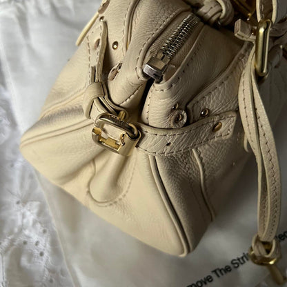 Authentic Cream Chloe Paddington Bag With Gold Hardware