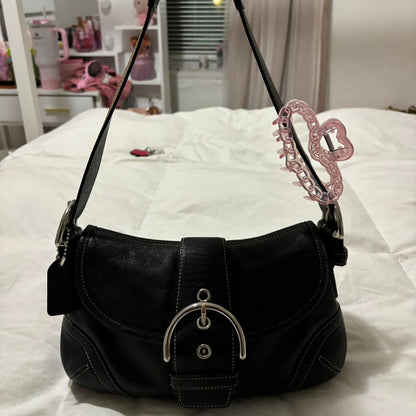 Vintage Coach Black Leather Mini Soho