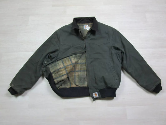 Vintage Carhartt Spruce Green Jacket Mens Size XL Santa Fe Flannel Lined USA