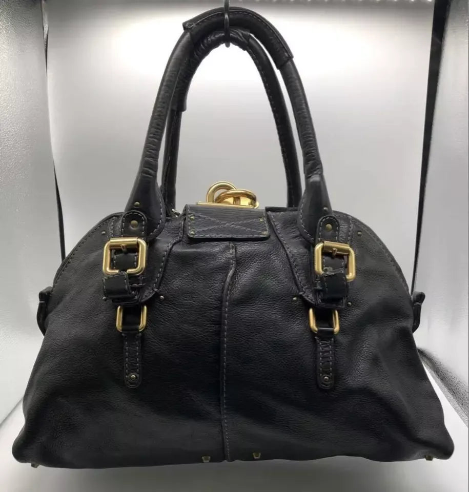 Chloe 2000s Paddington Leather Hand Bag Black Vintage